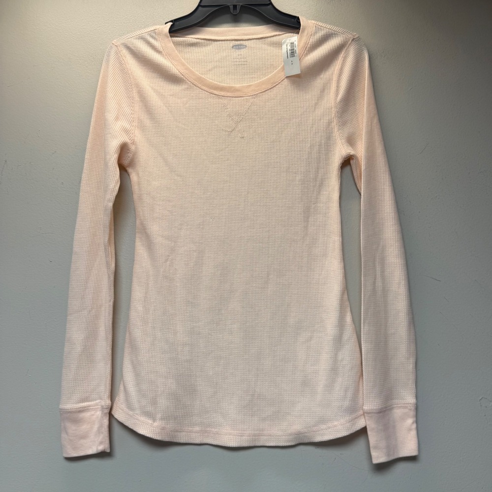 Old Navy Thermal Top Womens Small Light Peach NWT Waffle Knit Long Sleeve 122169